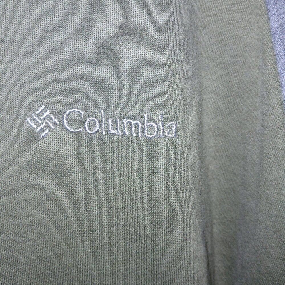 Men's Columbia Pullover Hooded Sweatshirt Large Green Gray Hoodie - Picture 3 of 6